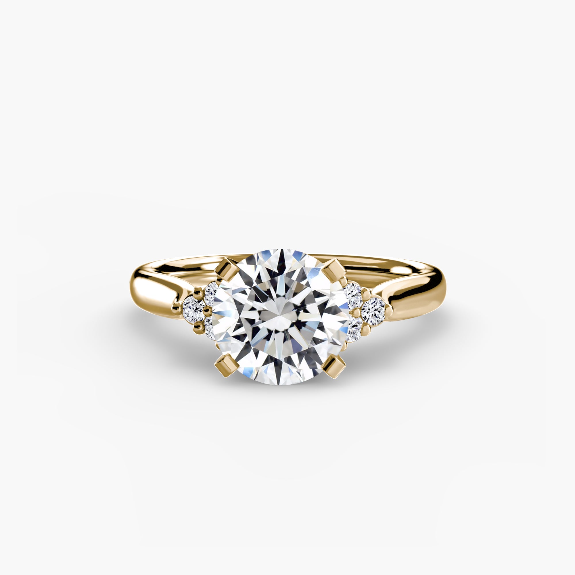 Solitaire Ring with Cluster Shoulders