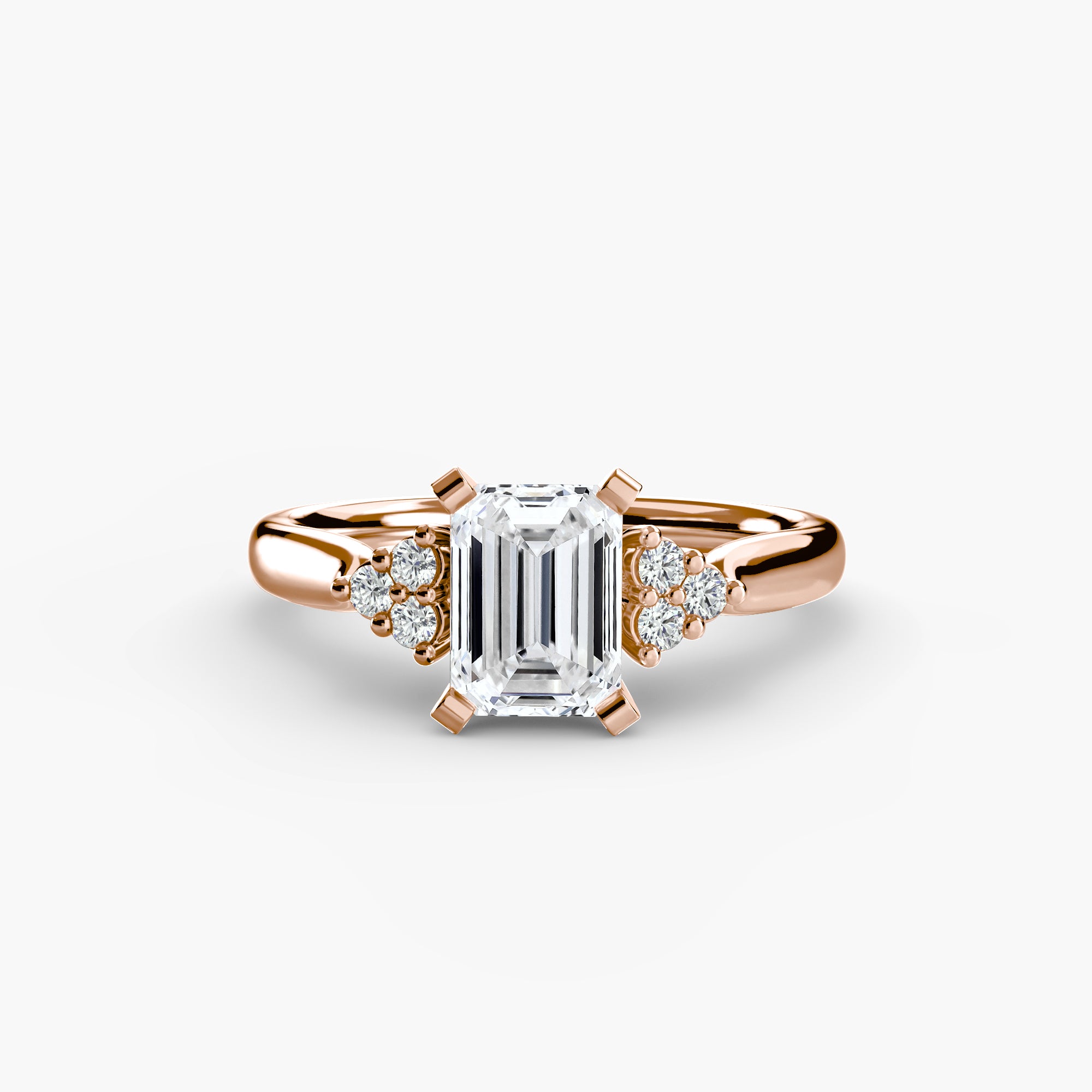 Solitaire Ring with Cluster Shoulders