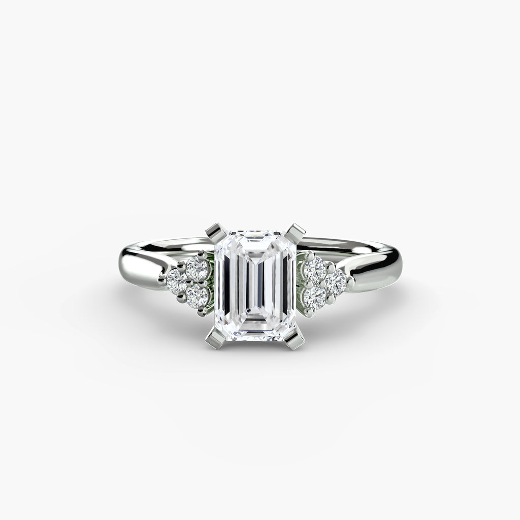 Solitaire Ring with Cluster Shoulders