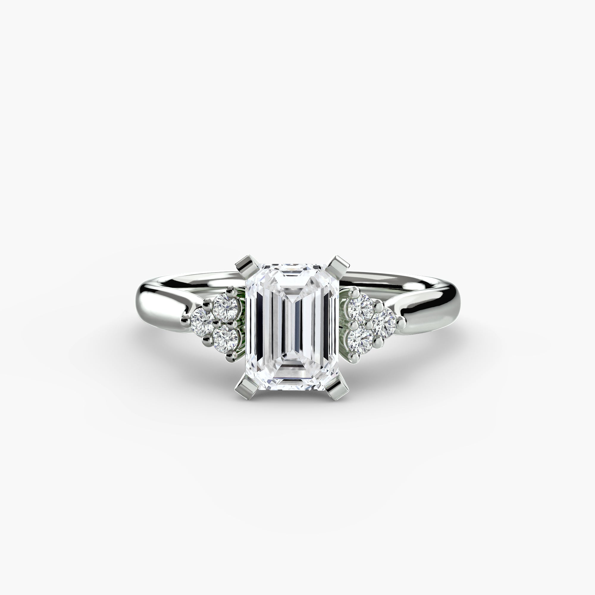 Solitaire Ring with Cluster Shoulders