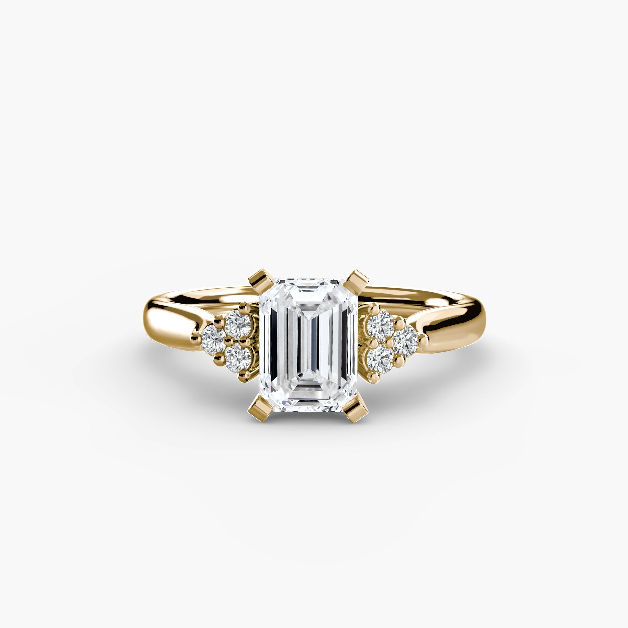 Solitaire Ring with Cluster Shoulders